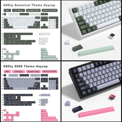 KBDiy 174 Keys/Set PBT GMK Apollo Keycap Double Shot Minimalist ISO Cherry Profile for Game Mechanical Keyboard Keycaps for MX