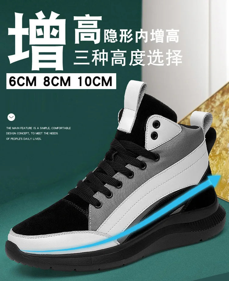 Buty podwyższające z wysoką cholewką – obuwie podwyższające – wkładki podwyższające dla mężczyzn 6 cm, 8 cm, 10 cm – trampki