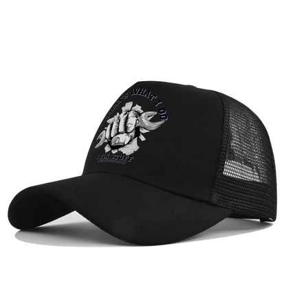 Modebaseballkasket i printet, åndbart net til forår/sommer – Gorras med personligt logo til mænd, kvinder og par – Visirhat, casquette