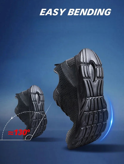 Men's casual sports shoes men's shoes black mesh breathable running shoes men's soft bottom light flat bottom work shoes