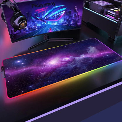 Space Large RGB Mouse Pad Gaming Mousepad LED Mouse Mat Gamer Mousemats Table Pads PC Desk Mat RGB Keyboard Mat XXL 90x40cm