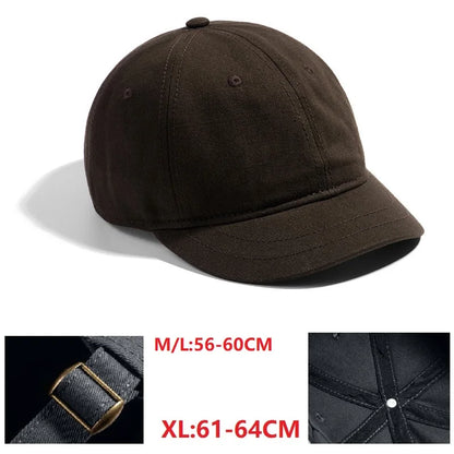 Gorra de béisbol para hombre con cabeza grande, parte trasera cerrada, ala corta de 5 cm, gorras ajustadas de malla, gorras elásticas totalmente cerradas, tallas 56-60 cm y 61-65 cm