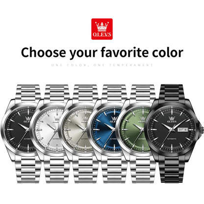 OLEVS Watches Man 7090 Luxury Original Automatic Mechanical Watch Waterproof Large Dial Week Date Watches For Man Gifts New