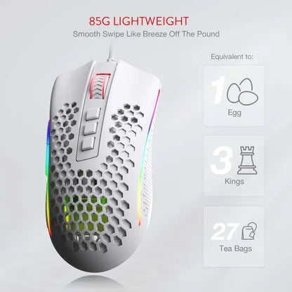 Redragon M808 Storm Lightweight RGB Gaming Mouse, Wired USB Gaming Mouse with 12,400 DPI Optical Sensor, 7 Programmable Buttons for PC Gaming