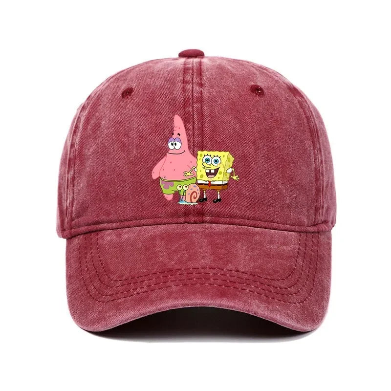 Fashion Cute SpongeBobs Baseball Cap Movie Cartoon Role Adult Men Women Sport Casual Sunshade Adjustable Anime Peaked Mesh Hat