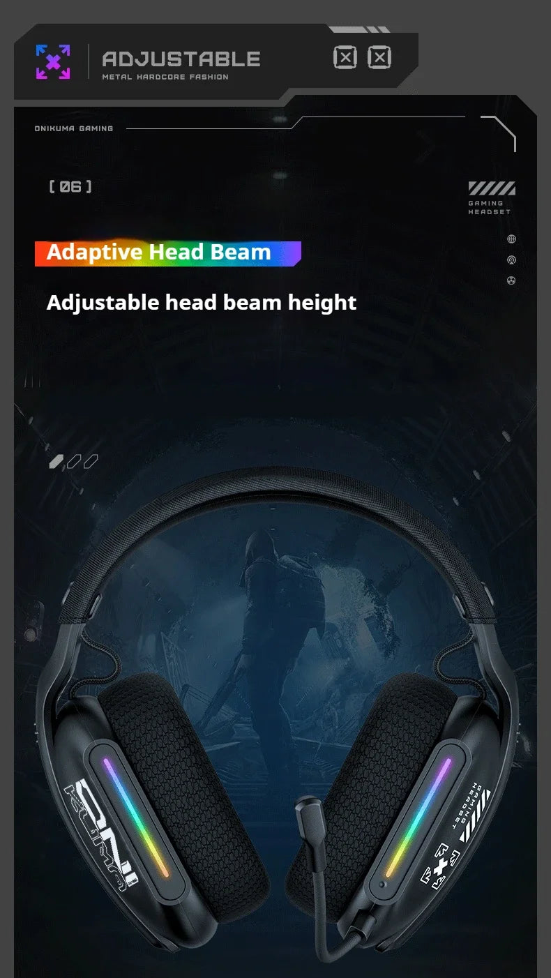 ONIKUMA GT808 Wireless Gaming Headset 2.4G/Bluetooth/Wired 3-Mode Over-Ear Gaming Headphones with Noise Cancelling Mic for PC PS4 PS5