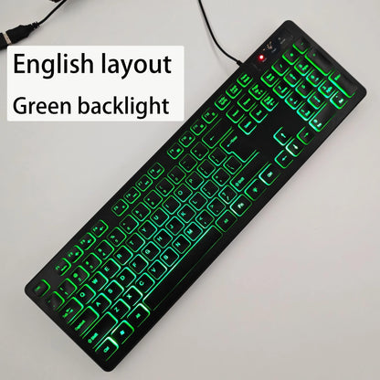 Spanisches/Französisches (AZERTY)/Russisches/Arabisches/Deutsches Tastaturlayout, beleuchtete kabelgebundene Desktop-Gaming-Tastatur für Desktop-Computer und Büro