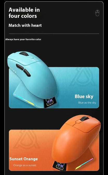 AJAZZ AJ179 APEX Gaming Mouse with Color Screen Dock, Tri-Mode Wireless Gaming Mouse, PAW3950 Sensor, 8000Hz Polling Rate, Magnetic Charging