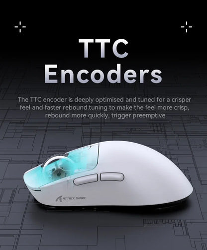 ATTACK SHARK X3 Ultra-Light Wireless Gaming Mouse, Tri-Mode Bluetooth & 2.4G, PAW3395 26000 DPI, 55g Rechargeable Gaming Mouse for PC, Mac, PS & Xbox
