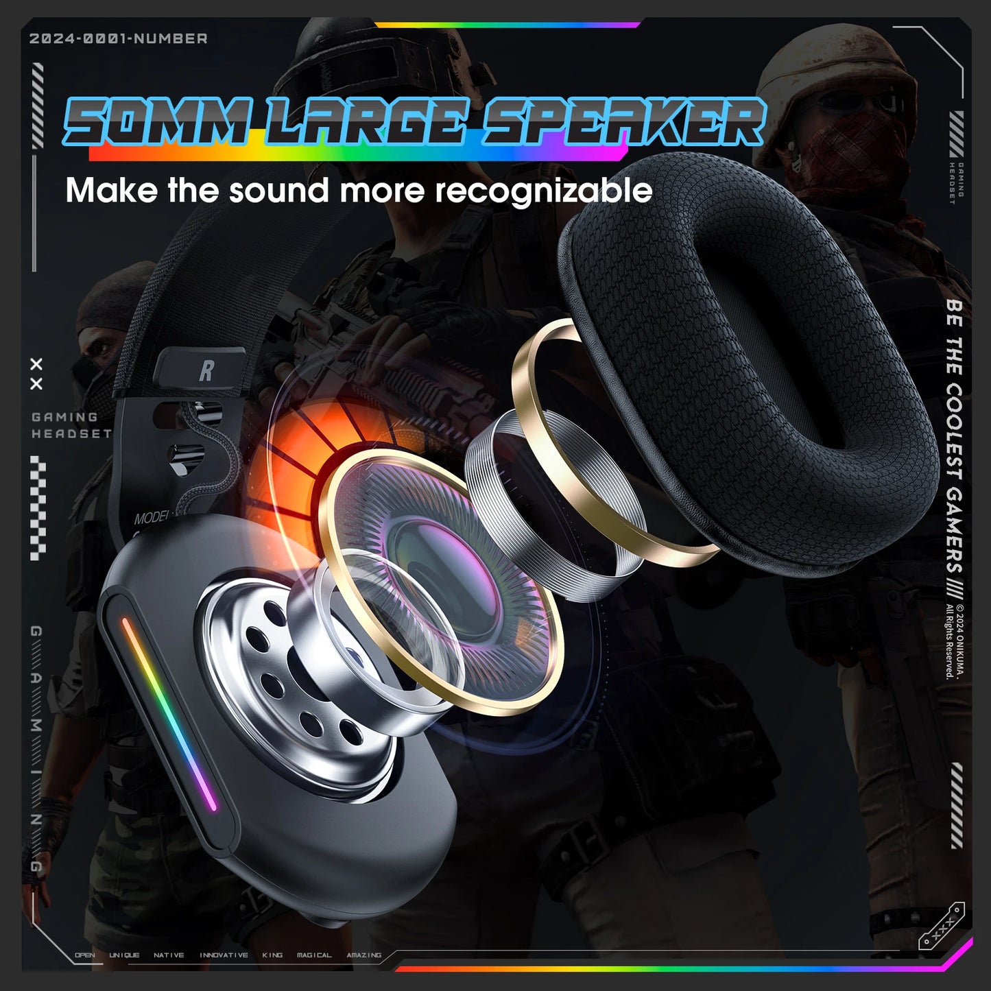 ONIKUMA Noise Cancelling Headphone Wired Game Headset Music Earphones 3.5MM Suitable For Computer Laptop With Microphone X12