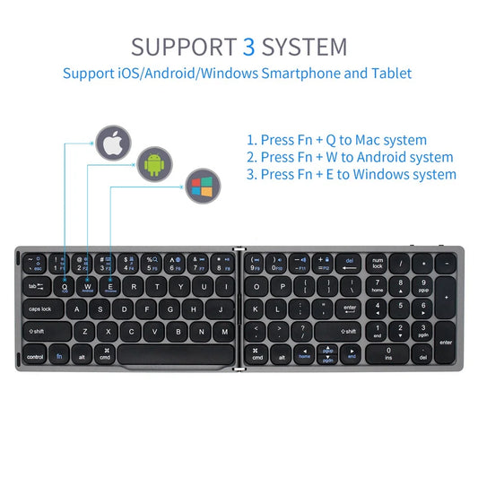 Jomaa Foldable wireless Bluetooth keyboard lightweight portable  Bluetooth Foldaing keyboard available for tablet laptop PC Ipad