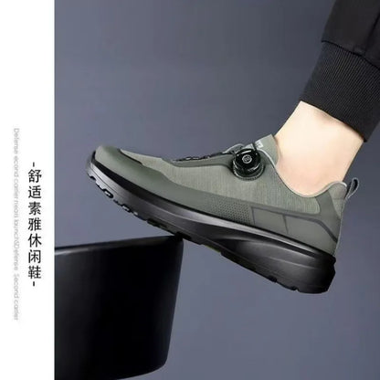 Zapatillas deportivas nuevas para hombre con botón giratorio, de plataforma, para conducir, para caminar, para actividades al aire libre, resistentes al desgaste, para correr y para deporte, talla grande