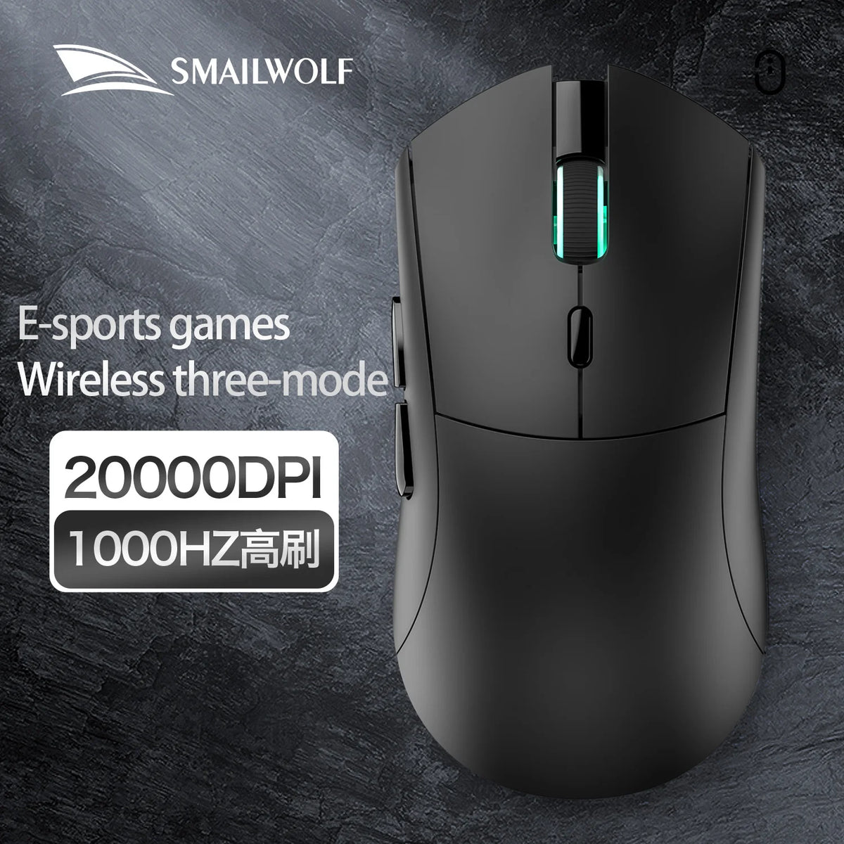 SMAILWOLF RS7 Bluetooth Wireless Gaming Mouse, Tri-Mode PAW3311 Gaming Mouse with Programmable Macro, Rechargeable Bluetooth Gaming Mouse for PC, Laptop & Office
