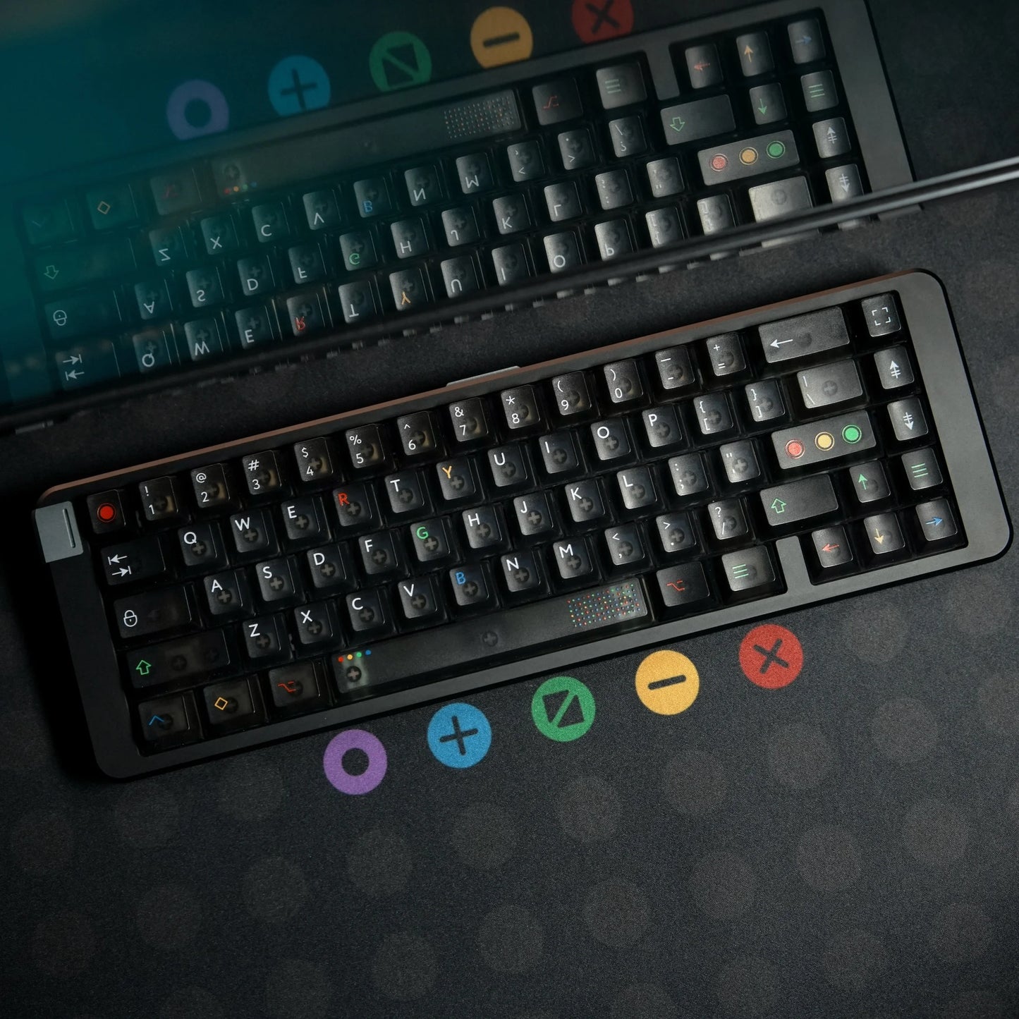 Aifei 122 Pieces Keycaps Black Light ABS UV Print Fog Transparent Cherry Height for Mechanical Keyboard Anne Pro 2 GK61