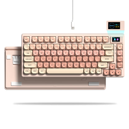 Womier Wired Mechanical Gaming Keyboard with OLED Display, Hot-Swappable RGB Keyboard, PBT Pudding Keycaps, 81-Key USB-C Mechanical Keyboard for PC & Laptop