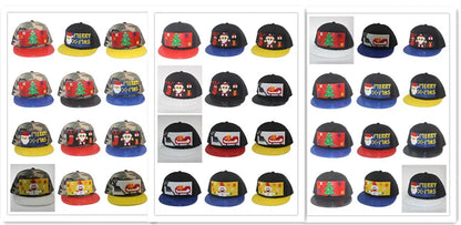 Tegneserie-patchwork-baseballkasketter, DIY-blokke, snapback-kasketter, hiphop-kasketter til mænd og kvinder, aftagelige pixel-kasketter, dad hats, kasketter til børn og voksne