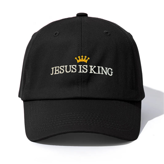 1pc JESUS IS KING Embroidery Baseball Cap for Adults,Minimalist Retro Style Casual Soft Adjustable Dad Hat,Perfect As Gift