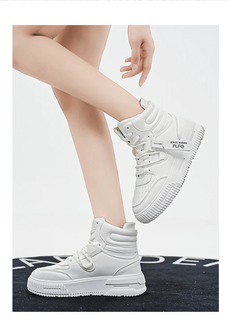 Modische Freizeit-Sneaker, High-Top-Skateboard-Schuhe, Studentenstiefel, Herren und Damen, trendig, strapazierfähig, zweifarbig, für Paare