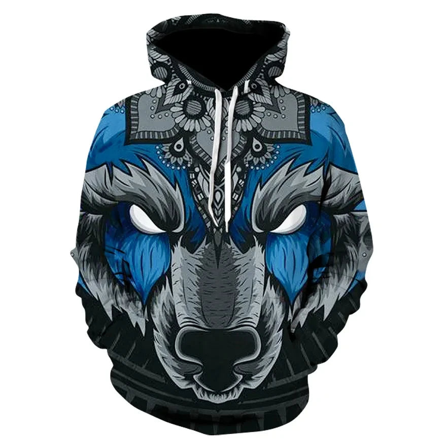 Anime-Sweatshirt mit wildem Wolfskopf, 3D-bedruckter Hoodie für Herren/Damen, modische Harajuku-Kleidung für Kinder und Herren-Mantel