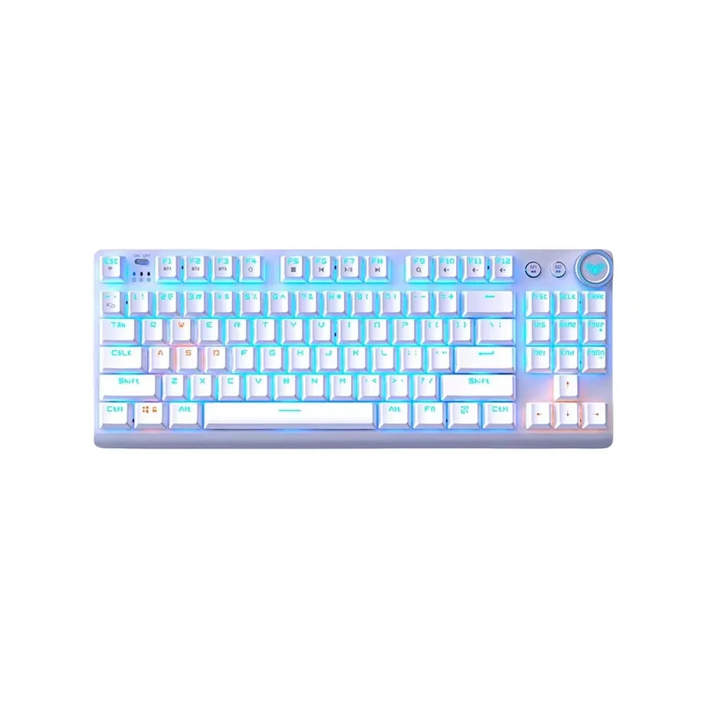 AULA F3001 Mechanical Keyboard Bluetooth Wireless Three Mode Metal Panel Two-color Injection Molding Cool Backlight Effect 87Key