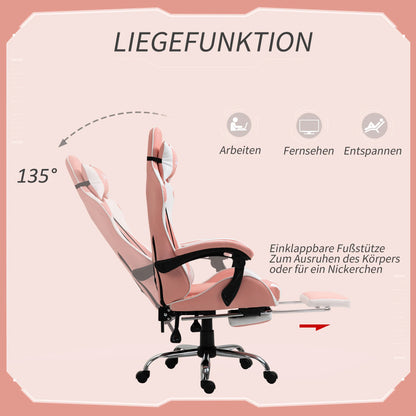 Ergonomic Gaming Chair with Footrest, Massage Lumbar Support, Headrest, Adjustable Swivel Computer Office Chair for Gaming & Work