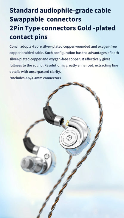TRN Conch Lucky Bag In-Ear Monitors – DLC Diamond Dynamic HiFi Wired Earphones with Tuning Nozzle Filters for Xiaomi