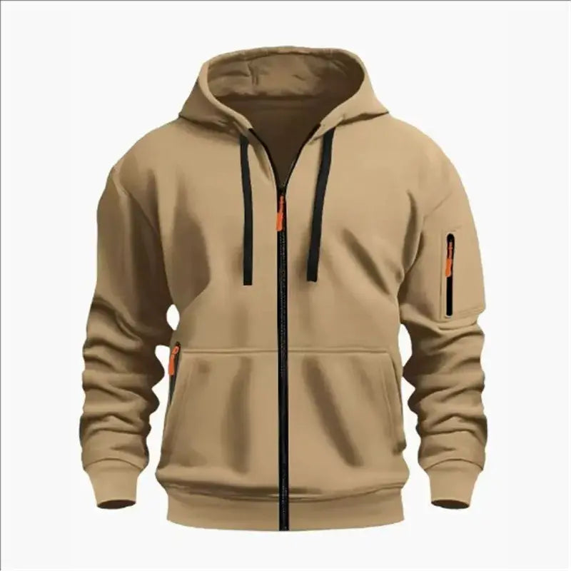 Men's Sweatshirts with Zipper Pockets Thin Solid Color Half Tracksuit Casual Outdoor Hooded Tracksuit Long Sleeves Jacket Coats, produit gaming premium Fraquane