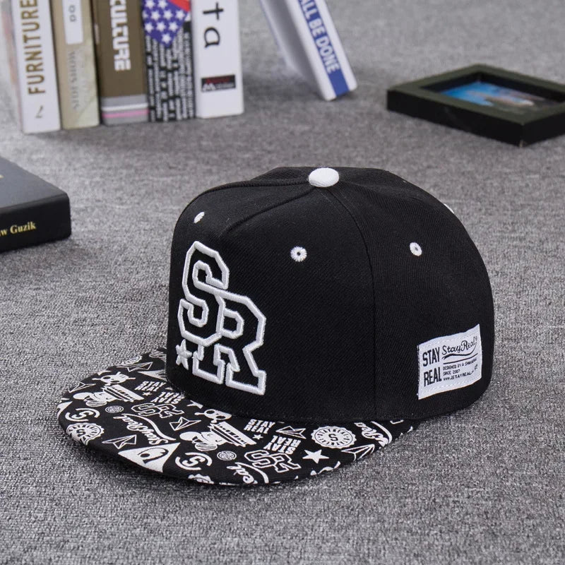 2026 NEW fashion embroidery letter SR baseball cap hip hop hat men and women outdoor sports and leisure flat shade snapback cap