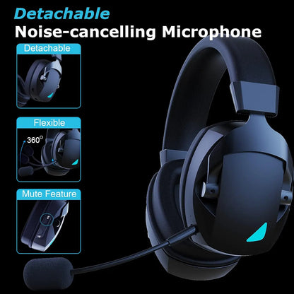 Acinaci 2.4GHz Wireless Gaming Headset for PS5 PS4 PC Switch – Bluetooth Gaming Headphones with Microphone, Deep Bass, Memory Foam Ear Cushions