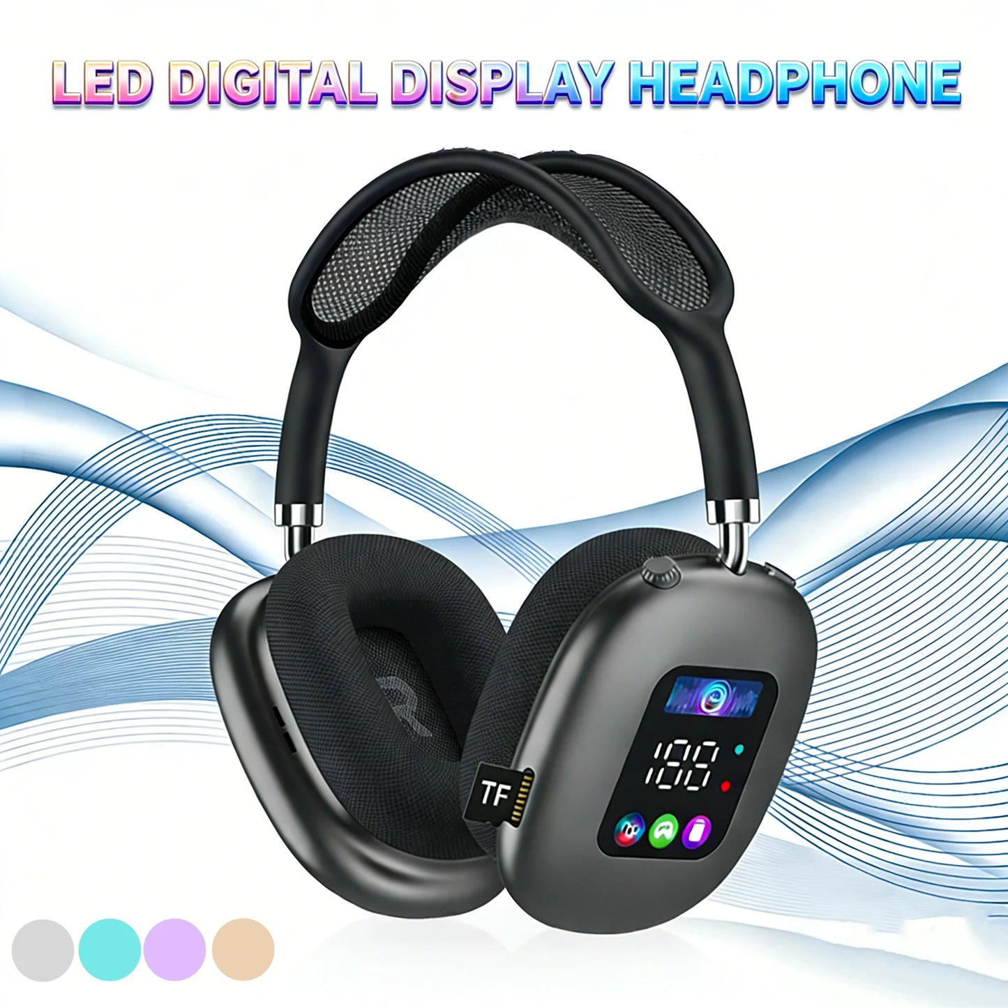 MAX600 Model New Wireless Active Noise Cancelling Headphones Hybrid Wireless Headphone With Touch Control LED Screen 2026 Hot