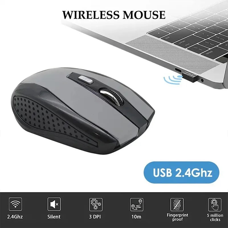 Wireless Mouse 2.4G Silent Optical Mouse with Adjustable 1600 DPI, Portable Wireless Mouse for Laptop, Notebook, PC & MacBook