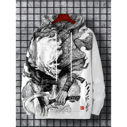 3D Printed Waves Noodles Hoodie For Men Cool Wolf Pattern Long Sleeve Tops Casual Sweatshirt Harajuku Pullover Loose Hoodies