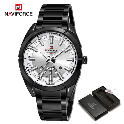 Ceas pentru bărbați NAVIFORCE, realizat integral din oțel, rezistent la apă, stil casual, mecanism cu cuarț și afișaj al datei – Ceas de mână de lux pentru bărbați, de la o marcă de renume.