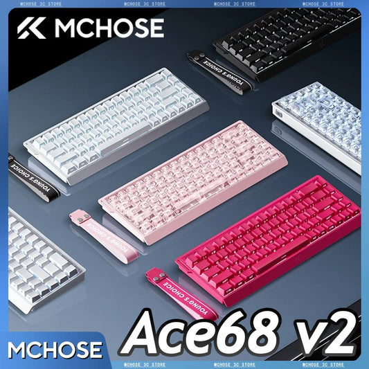 MCHOSE ACE68 V2 Gaming Keyboard Hall Effect 0.001MM RT 8kHz Polling Rate Hot Swappable Support 16K/128K/256K Scan Rate RGB DKS