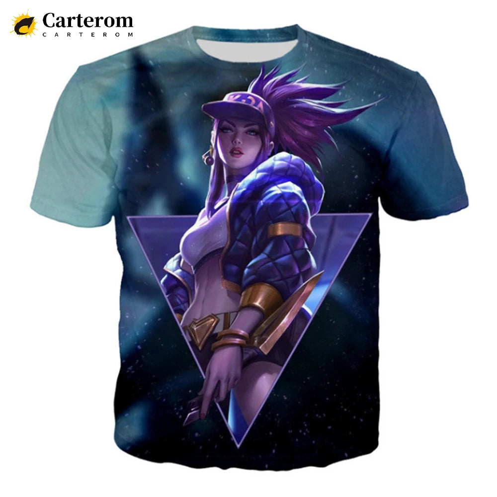 Sexy Akali 3D Print T-shirt League Of Legends T Shirt Men Women Fashion Casual Harajuku Style Tshirt Streetwear Cool Tops
