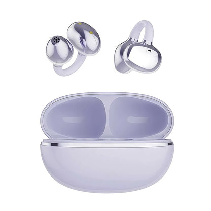 Open Ear Bluetooth Headset Clip On Wireless Earphones with Mic, Open Ear Bluetooth Headset Sports Earbuds, Bluetooth 5.3 Cycling Headphones with ANC Waterproof Design