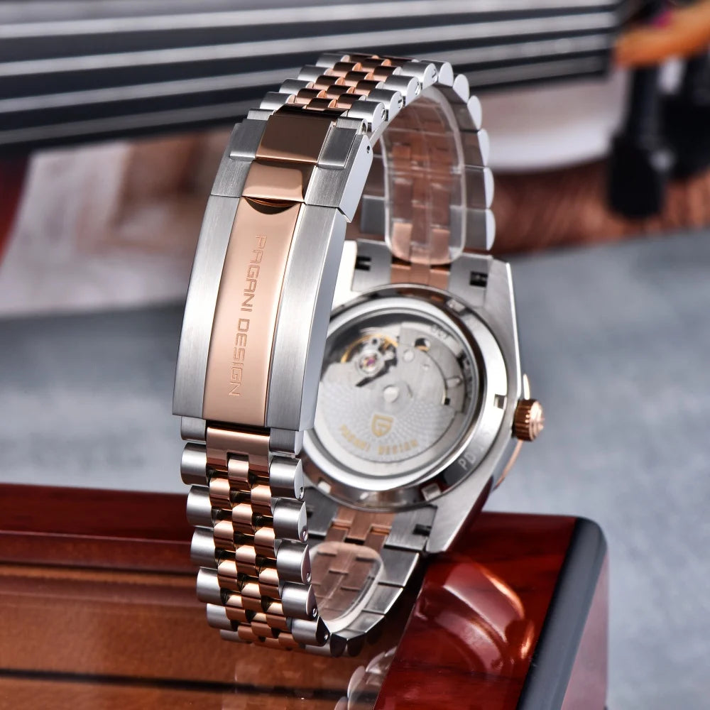 PAGANI DESIGN Luxury Men Watch Sapphire mirror Luminous Stainless Steel Watch Week Date Mechanical Waterproof ST16 Man watch