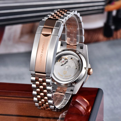 PAGANI DESIGN Luxury Men Watch Sapphire mirror Luminous Stainless Steel Watch Week Date Mechanical Waterproof ST16 Man watch