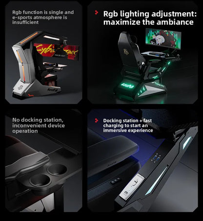 Ergonomic Gaming Office Chair E-Sports Chair with Adjustable Height, Executive Computer Desk Chair, Comfortable Swivel Armchair for Gaming & Work