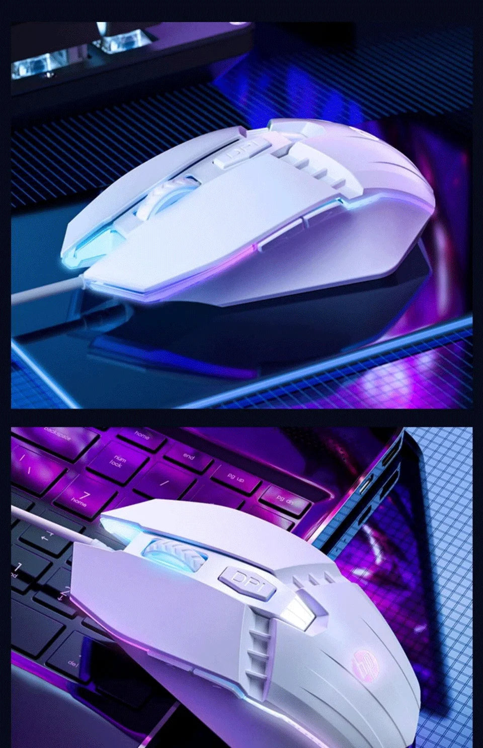 HP M1 Wired Gaming Mouse White Light Emitting Esports Mouse USB Gaming Office Desktop Laptop