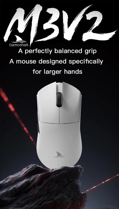 Souris gaming sans fil Darmoshark M3 V2 Tri-Mode 8K, capteur PAW3395, 26K DPI – Souris gaming ultra-légère pour PC et ordinateur portable