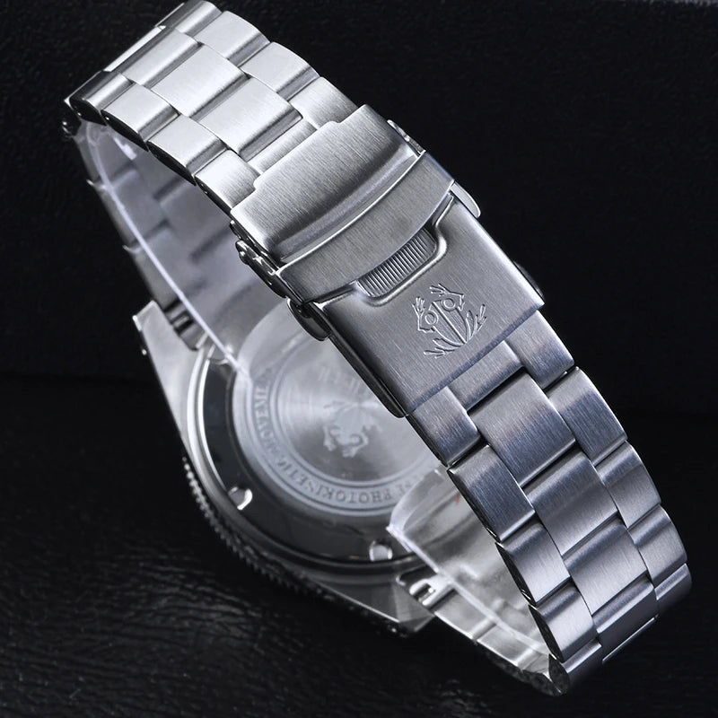 Tactical Frog V2 Solar Chronograph Men Watch Sapphire Crystal Mirror Ceramic Bezel VS75A Eco-Drive Quartz 20Bar Waterproof Watch