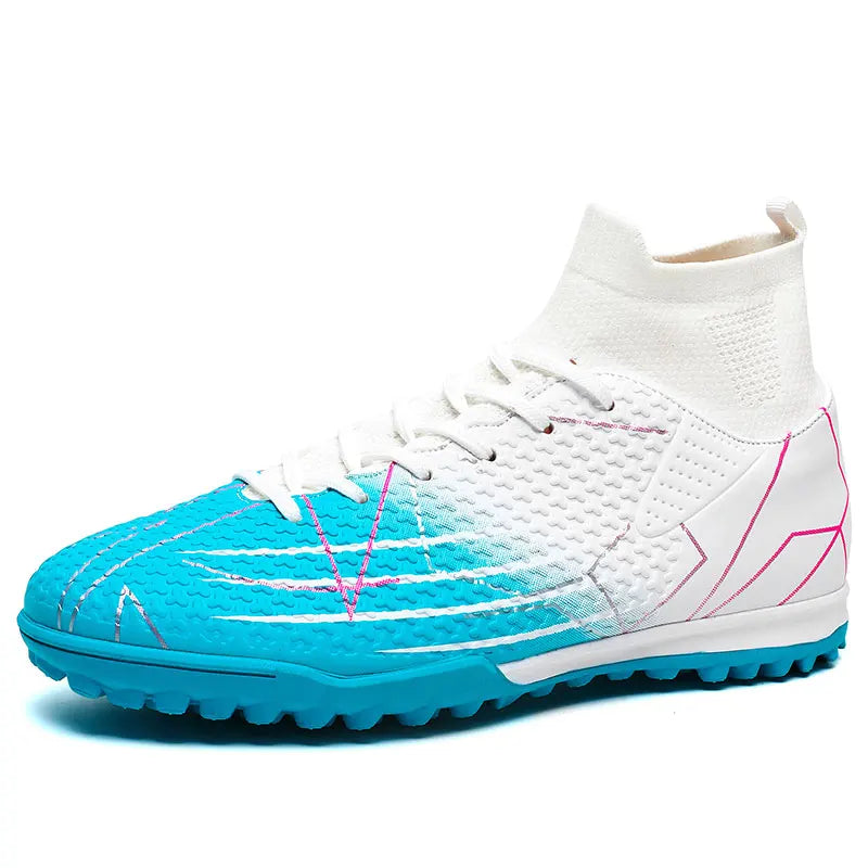 New Professional High-Top Football Shoes Artificial Grass Leather Youth Students Training Soccer Shoes for Men and Women Sports