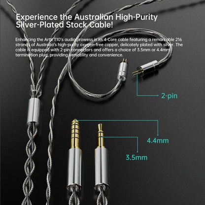ARTTI T10 Planar Driver In-Ear HiFi Earphones, 14.2mm Wired IEM Monitors with Textured Bass, Detachable 0.78mm 2-Pin Cable, 3.5mm/4.4mm Audiophile Earphones