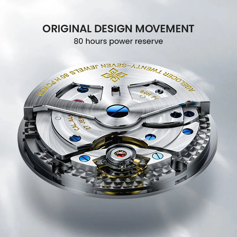 AGELOCER Original Baikal Watch Men's Big Calendar Business Formal Automatic Mechanical Watch Birthday Gift for Men