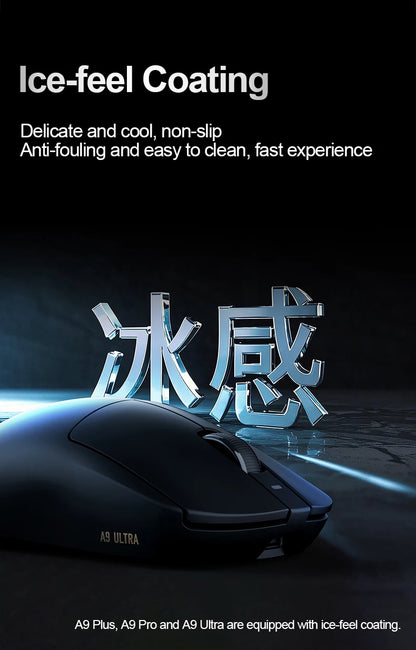 ATK Dragonfly A9 Ultra Wireless Gaming Mouse, Ultra-Lightweight Tri-Mode Ergonomic Gaming Mouse with Dual 8K Polling Rate, PAW3395/3950 Sensor