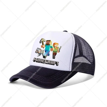 Minecraftes Pixels Kawaii Baseball Cap Boy Cartoon Anime Print Peaked Caps Hip Hop Parent-child Outdoor Mesh Hats Summer Sun Hat