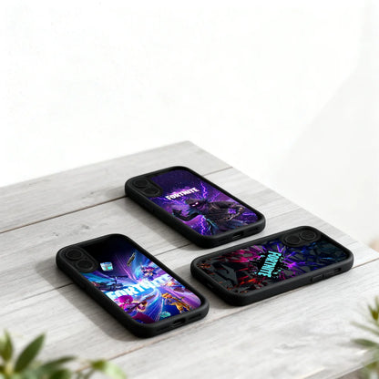 Capa para telemóvel Game F-Fortnite Survival para iPhone 11 12 13 14 15 16 17 Max Pro Plus Air Mini, capa macia preta com proteção da lente