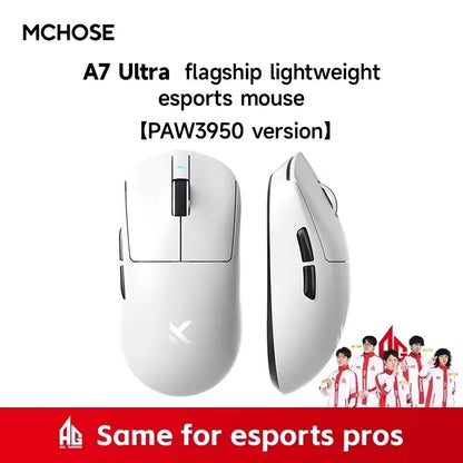 MCHOSE A7 V2 Ultra Wireless Gaming Mouse with PixArt 3950Ti Sensor, 8K Polling Rate, Lightweight Bluetooth & 2.4G RGB Gaming Mouse