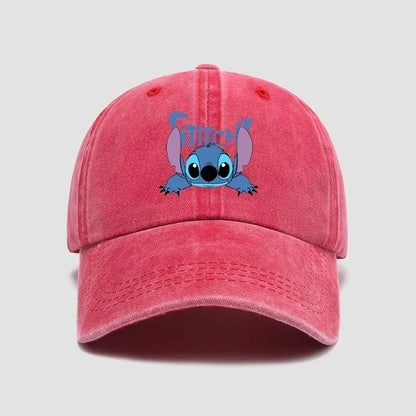 Stitch Casual Hat Kawaii Cartoon Anime Figure Baseball Caps Breathable Snapback Sun Hats Adjustable Peaked Cap Unisex Kids Gifts